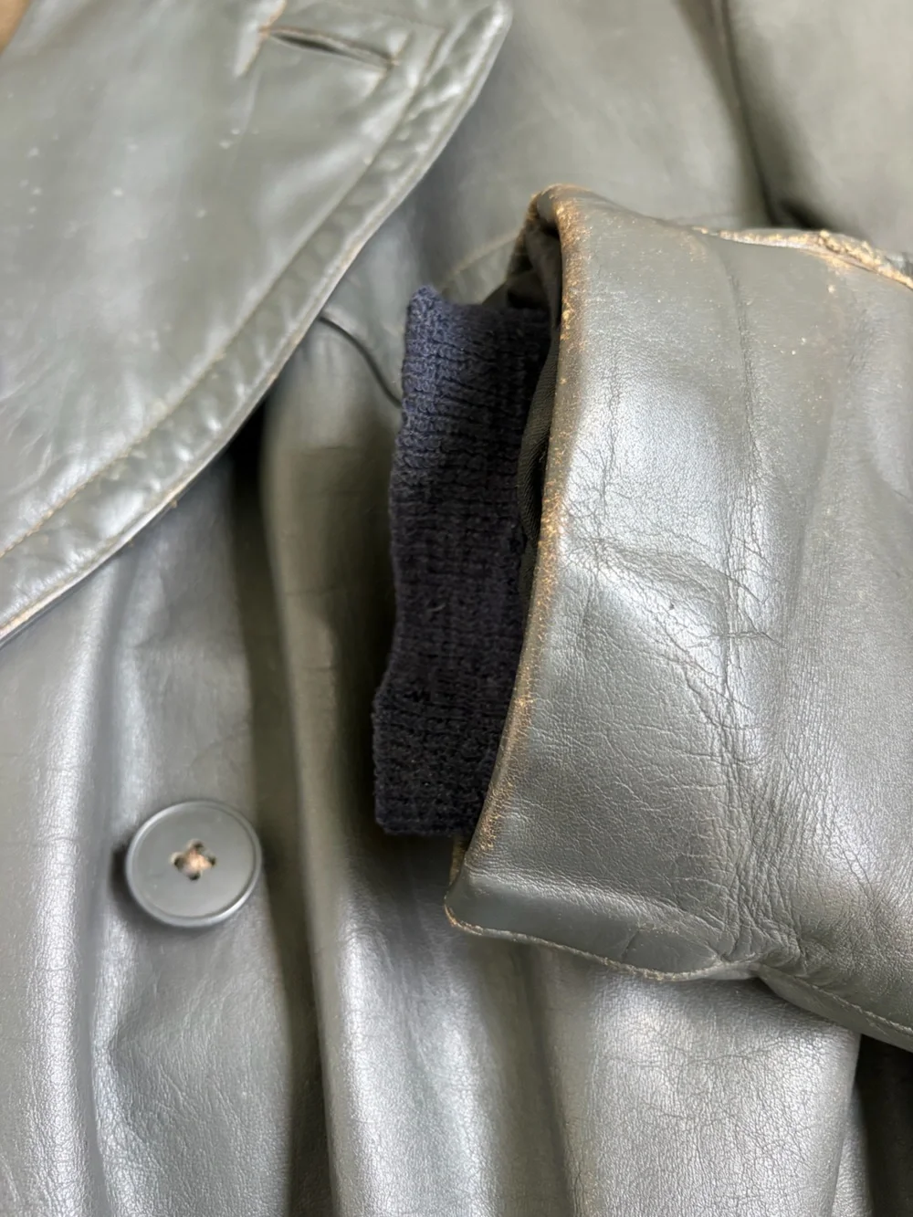 Rare German Leather Convertible Motorcycle Trench Coat WWII Era? Astor Hardware